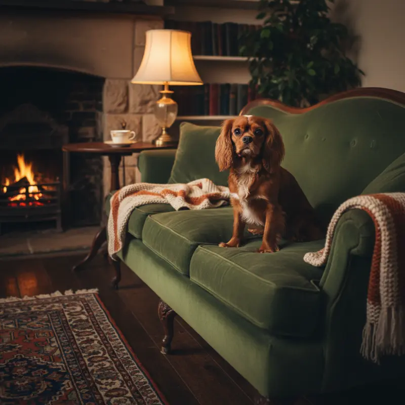 Cavalier by the fireplace